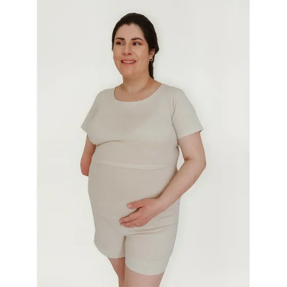 Pijama Maternal Corto Para Embarazo Y Lactancia