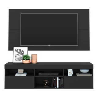 Rack Com Painel Tv 65 FlĂłrida MultimĂłveis V3059 Cor Preto Rack Com Painel Tv 65 FlĂłrida MultimĂłveis V3059 Cor Preto