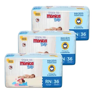 Kit 3 Fralda Turma Da Monica Baby Jumbo Rn Rn Sem Gênero