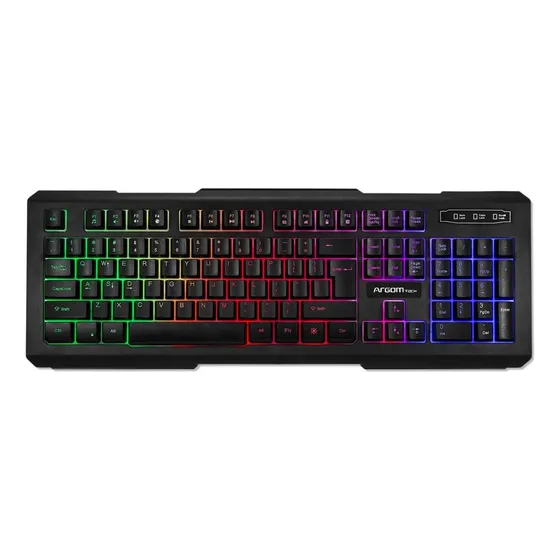 Teclado Argom Combat Kb55/ Gaming/ Luces Rgb/ Usb/ Ing/ Negr