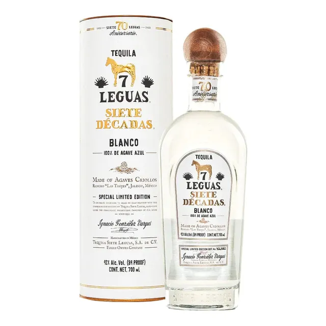 Tequila Blanco 100% 7 Leguas Siete Decadas 750ml