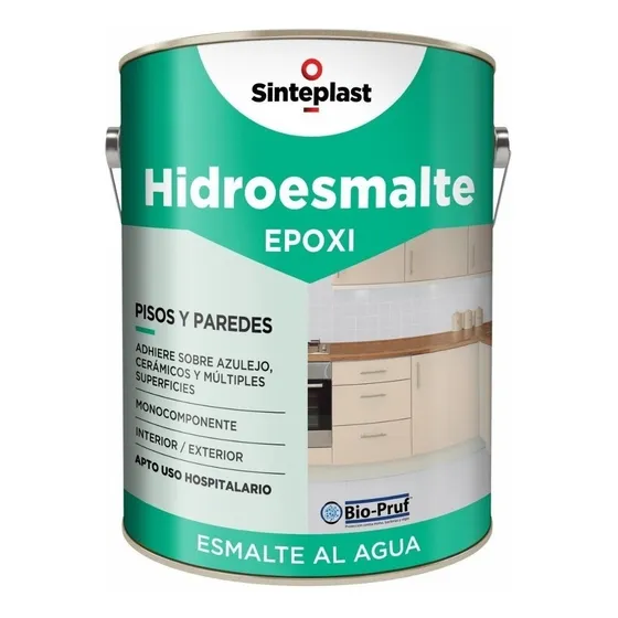 Hidroesmalte Epoxi Pared Y Piso 4 Lt Sinteplast Acabado Satinado Color Negro