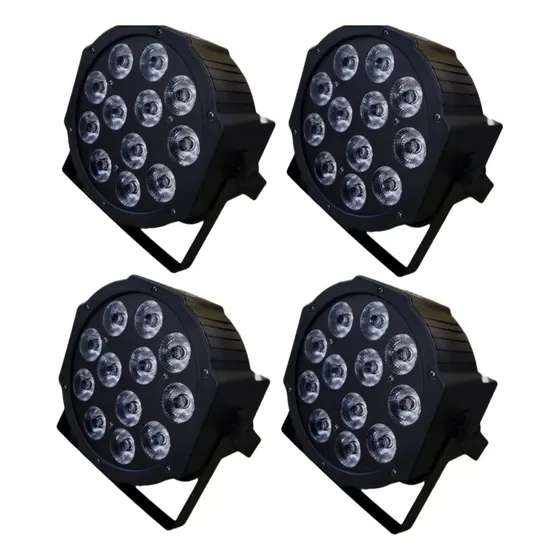 Kit 4 Canhao Refletor Par Led 12x12w Rgbw Slim Quadriled Dj