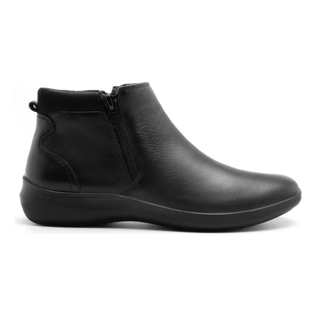 Bota Botin Dama Flexi Piel Cierre Casual Negro Adulto 25913