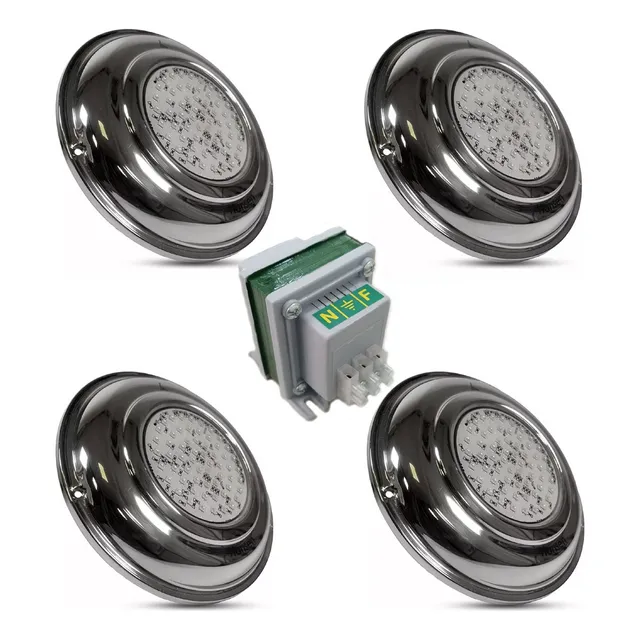Pack 4 Luces Pileta 20w Hansen Blancas Calidas + Transform