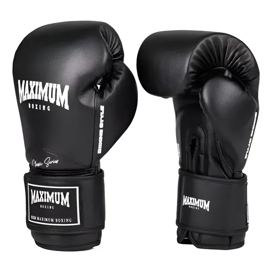 Luva Maximum Boxe / Muay Thai / Kickboxing New Classic Black 16oz Preto
