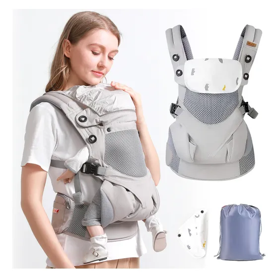 Cangurera Bebe Mochila Portabebes Canguros Ergonomica Asient Color Gris Lokooy