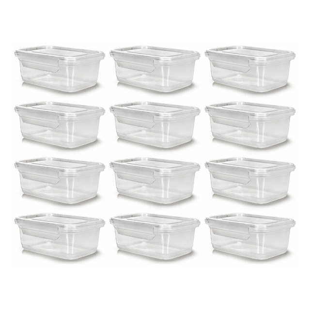 12 Marmitas Reutilizável 1litro Plástico C/trava Transparent 12 Marmitas Reutilizável 1litro Plástico C/trava Transparent