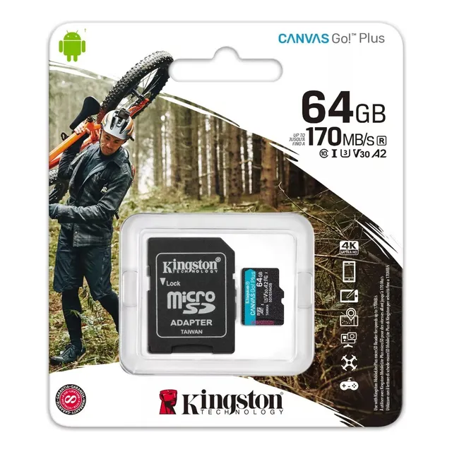 MEMORIA MICRO SD 64GB KINGSTON CANVAS GO PLUS GOL