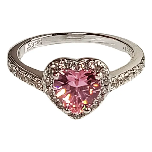 Anillo De Compromiso De Plata Bañado En Oro Blanco Rosa