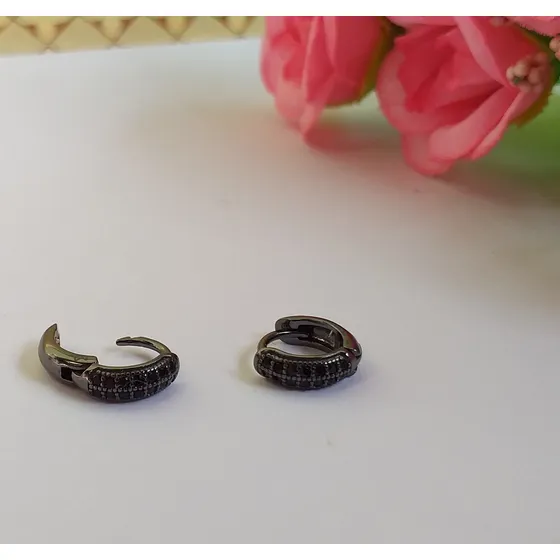Brinco Prata 925 Banho De Ouro Negro Cartilagem Hélix Bp 19