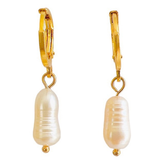 Aretes Huggies Perla Cultivada En Baño De Oro De 18k Regalo Aretes Huggies Perla Cultivada En Baño De Oro De 18k Regalo