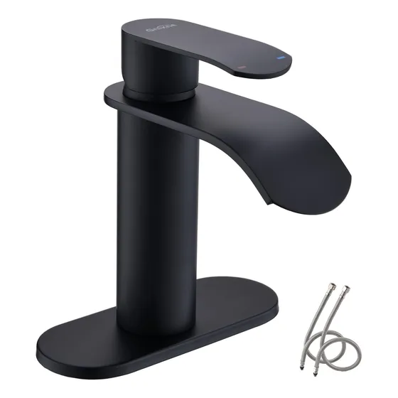 Gnixne Grifo Baño Negro Mate Cascada Lavabo Apto Para 1 3 4 