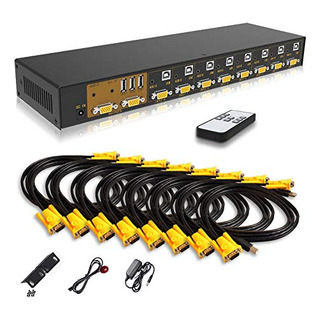Switch Kvm Vga 8 Puertos 8x2 Con Teclado Y Ratón Usb 2.0 Switch Kvm Vga 8 Puertos 8x2 Con Teclado Y Ratón Usb 2.0