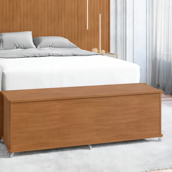 Recamier Baú Ripado Sapateira Box Para Cama Casal Com Pés Em Rodízio De Gel Silicone Com Travas Luca Casa D Cedro