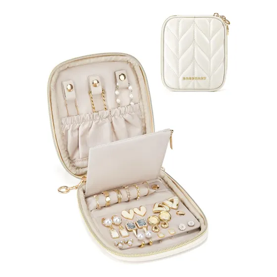 Estuche Para Joyas Beige Para Mujeres Con Organizador Pendie