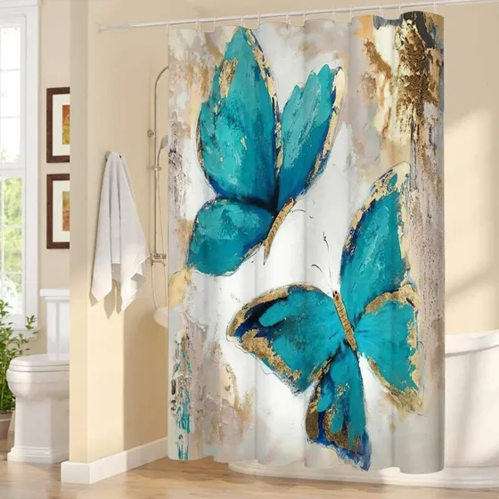 Cortina Ducha Extra Larga Mariposa Decorativa 3d Accesorio X