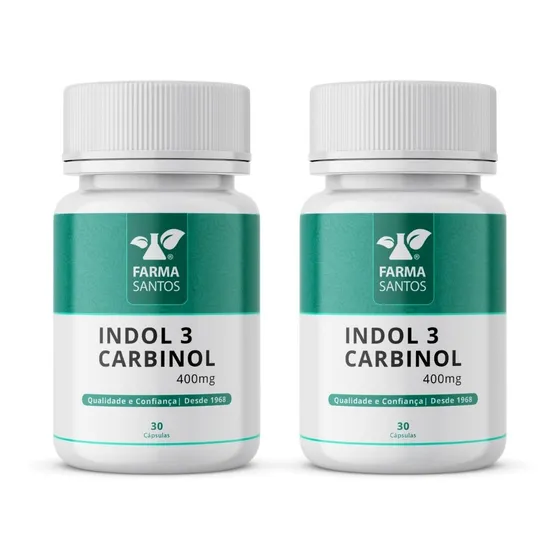 2 Potes Indol 3 Carbinol 400mg 30 Cápsulas Sabor Sem Sabor