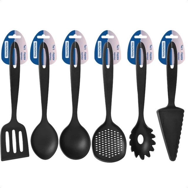 Jogo Utensílios Cozinha Tramontina Ability Nylon Preto 06 Pç Jogo Utensílios Cozinha Tramontina Ability Nylon Preto 06 Pç