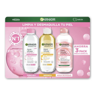 Desmaquillante Y Limpieza Agua Micelar Garnier 3 Pzas 400ml Desmaquillante Y Limpieza Agua Micelar Garnier 3 Pzas 400ml