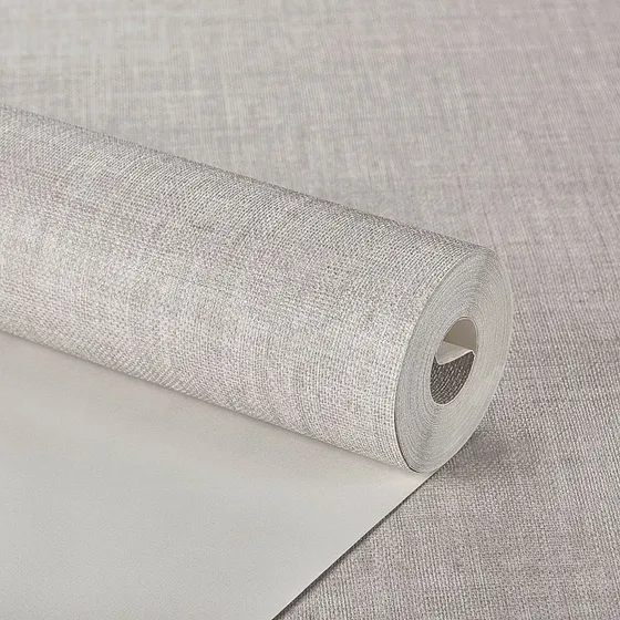 Papel De Parede Importado Vinílico Bege Linho + Cola