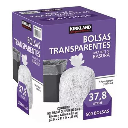 500 Bolsas 37l. Plástico Basura Cestos Oficina Casa Kirkland Color Blanco 500 Bolsas 37l. Plástico Basura Cestos Oficina Casa Kirkland Color Blanco