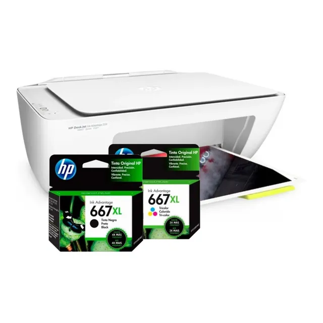 Multifuncional Hp Deskjet 2374 + Combo Cartuchos 667xl