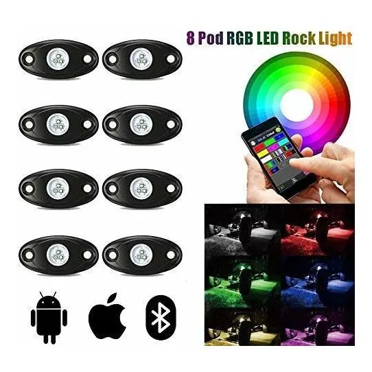 Luz Led Rock 6 8 Vaina Rgb Para Camione Jeep Vehiculo