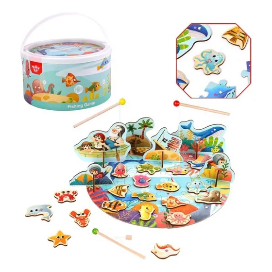 Juego Madera Pesca Milagrosa + Rompecabezas Juego Montessori