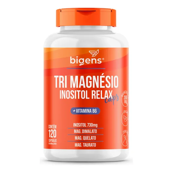 Tri Magnésio Inositol Caps + B6, 120cps, Bigens Sabor Neutro