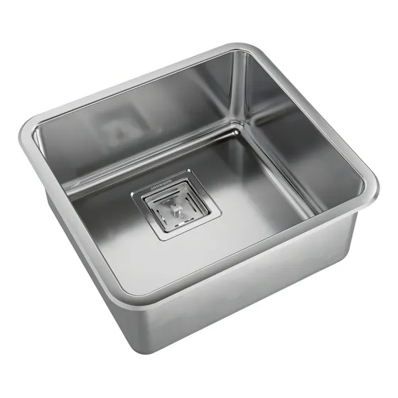 Bacha Pileta De Cocina Johnson Acero Q37 Quadra Color Plateado