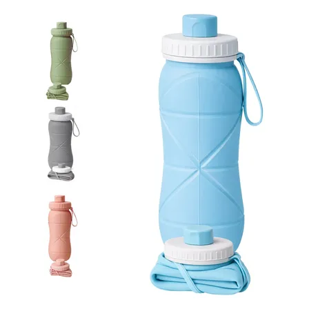 Garrafa Água Silicone Dobrável Retrátil Esporte Academia