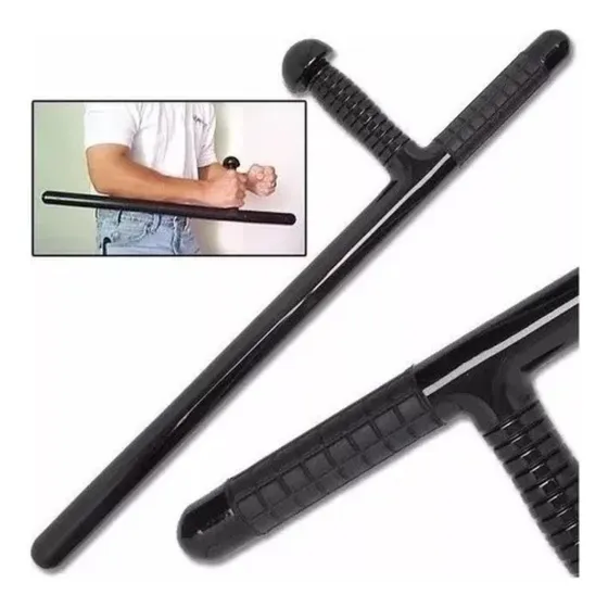 Bastón Tonfa Defensa Personal Negro De Policarbonato 59cms