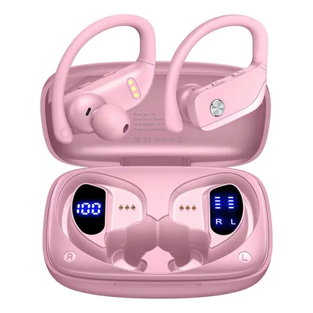 Audífono Inalámbrico Bmani T16 Auricular Cómodo Y Deportivo Pantalla Led Movimiento Cómodo 48 Horas Color Rosa Blackpink