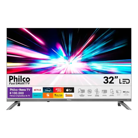 Smart Tv Philco 32'' Hd Led Roku Tv Bivolt Alexa P32crb