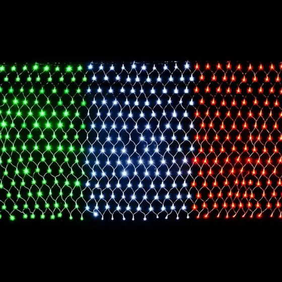 Luces Bandera Tricolor Malla Red Fiestas Patrias 1.6mx90cms