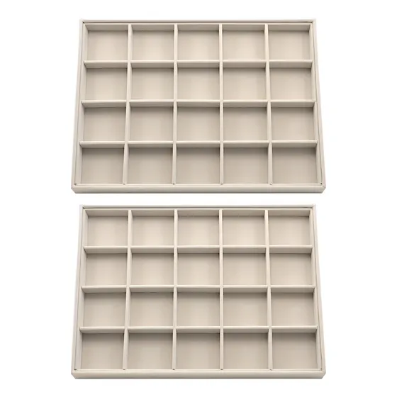 2 Bandejas Grandes Jóias Veludo Bandeja Brinco E Bijuteria Cor Off-white