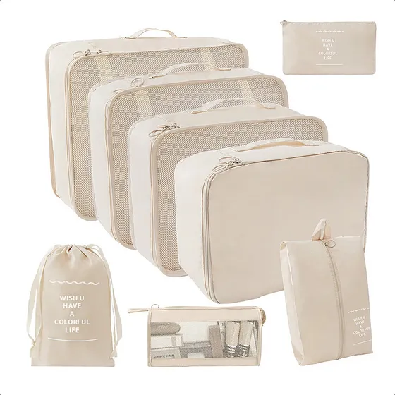 Supercenter Bolsas De Viaje 8 En 1 Bolsas Organizadoras De Viaje Maleta Color Beige