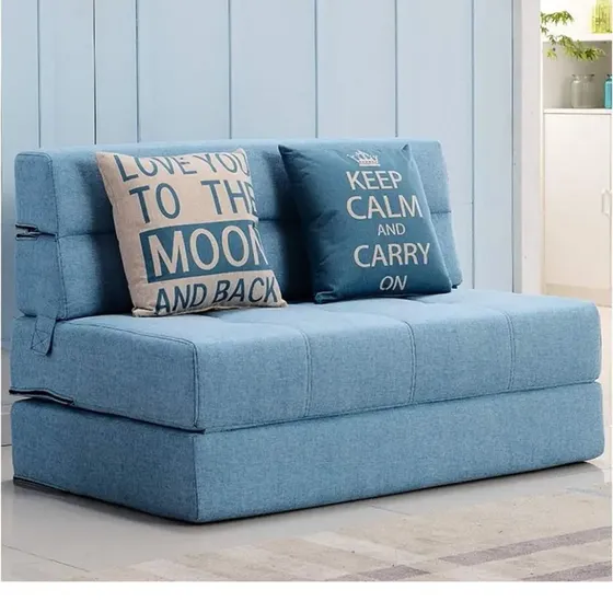 Sillon Cama 2 Cuerpos Foldie Sofa Dormitorio Living Lcm Color Azul acero Diseño de la tela Liso | Cuotas sin interés