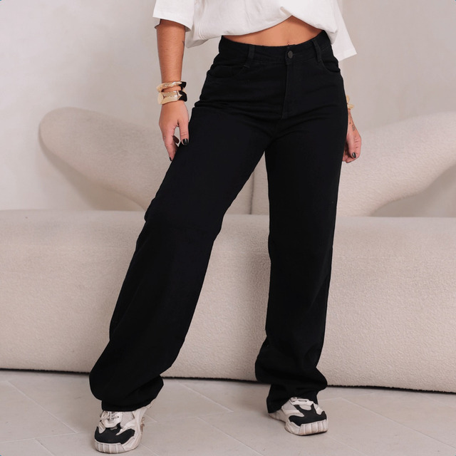 Calça Jeans Feminina Wide Leg Pantalona Cintura Alta Inverno Calça Jeans Feminina Wide Leg Pantalona Cintura Alta Inverno