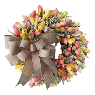 Corona De Puerta De Entrada De Primavera De Bienvenida Con Corona De Puerta De Entrada De Primavera De Bienvenida Con