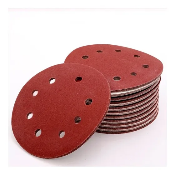Set 100 Lijas #120 Velcro Con 8 Orificios 125mm 5 Pulgadas
