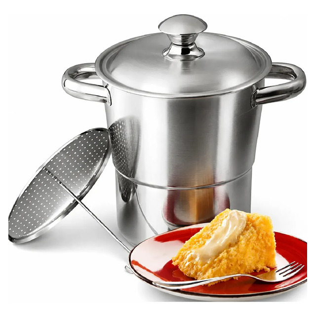 Panela Cuscuzeira Inox 16cm 2,5L Fogão Indução Gás Aço Inoxidável Cozedor A Vapor Para ... Panela Cuscuzeira Inox 16cm 2,5L Fogão Indução Gás Aço Inoxidável Cozedor A Vapor Para ...