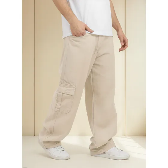 Pantalon Gabardina Cargo Baggy Ybr Jeans Chocolate