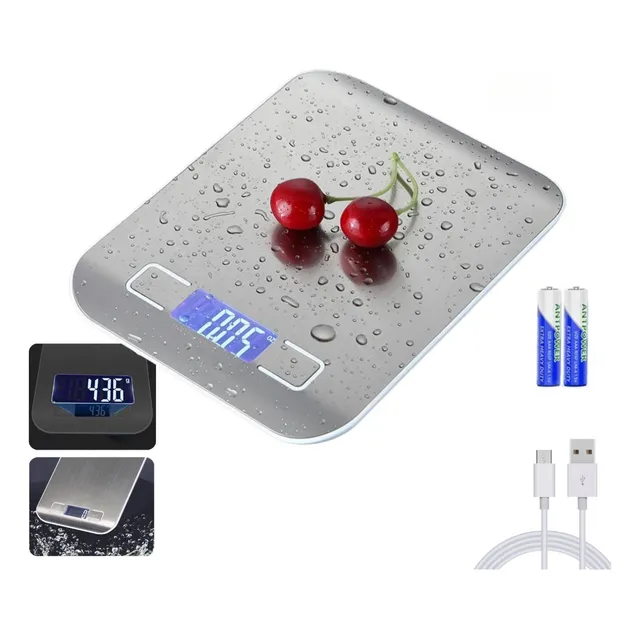10kg Báscula De Cocina Digital Recargable Por Usb Acero