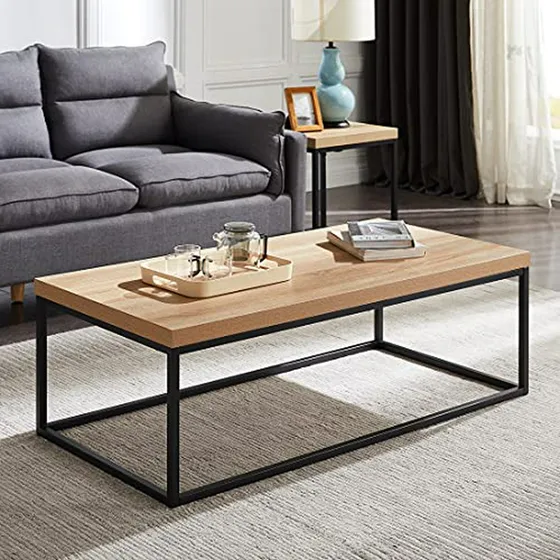 Mesa De Centro Censi De Roble Natural Para Sala De Estar, 47