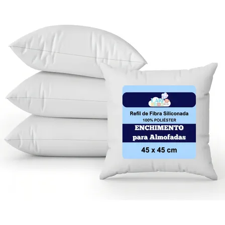 Kit 4 Enchimento Almofada 45x45cm Fibra Siliconada Antialérgico Branco