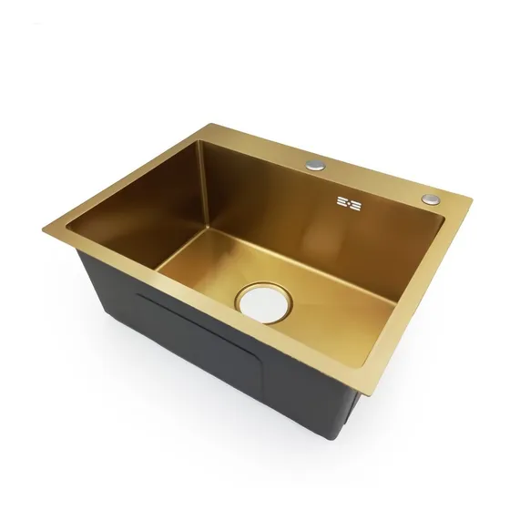 Fregadero Una Tina Acero Inoxidable Dorado Sobre Tope Bari