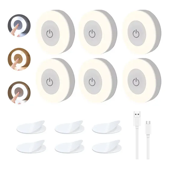 Luz De Led Clóset Lámpara Armario Noche Recargable Usb 6pzs