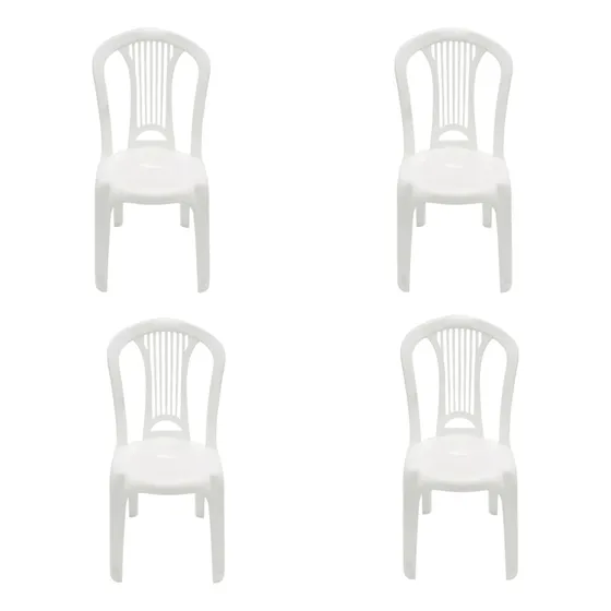 Combo 4 Sillas Bistro Pvc Reforzada Sin Posabrazos Apilable